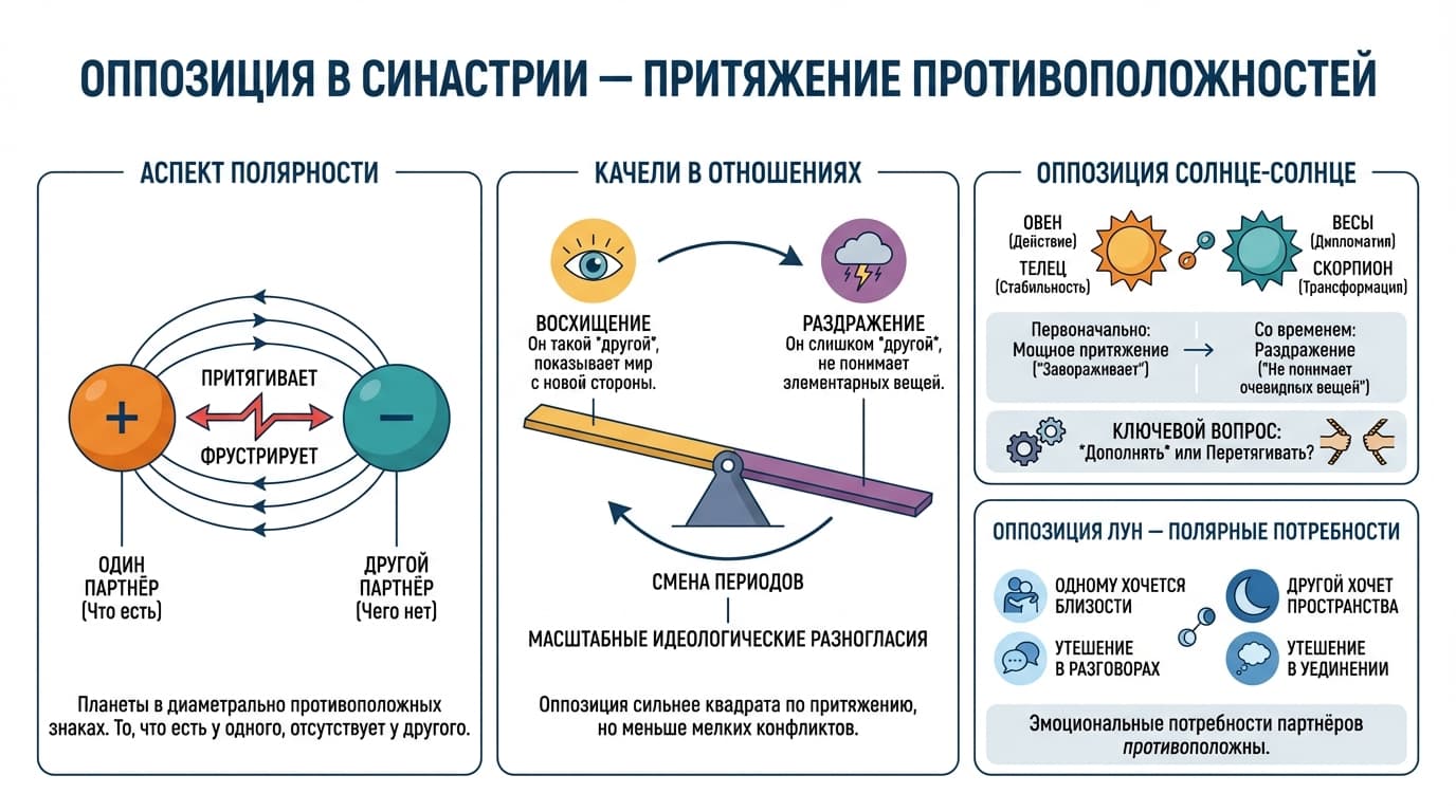 Оппозиция в синастрии — притяжение противоположностей