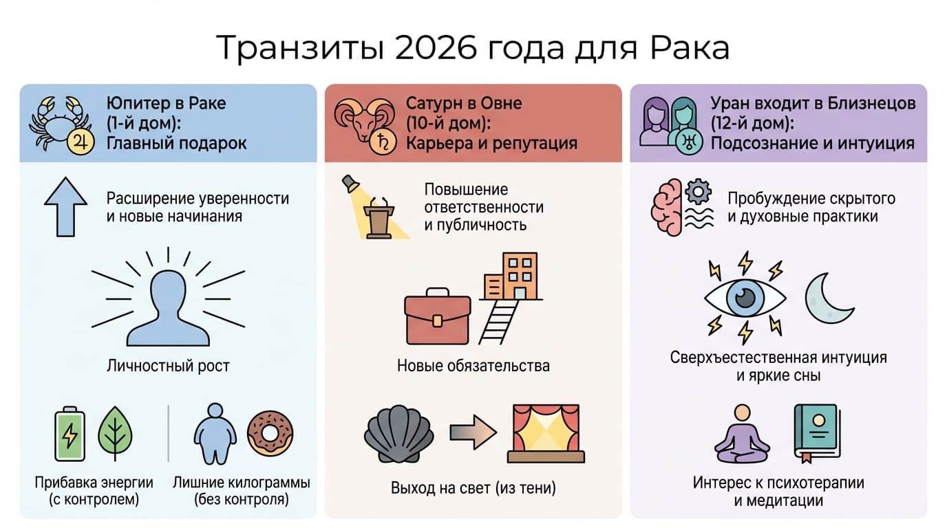 Транзиты 2026 года для знака зодиака Рак