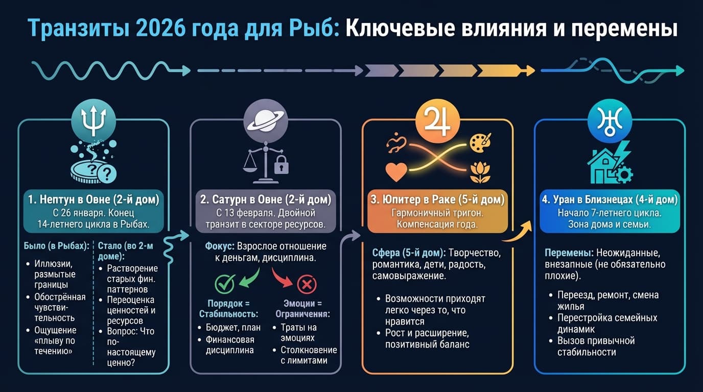 Транзиты 2026 года для Рыб