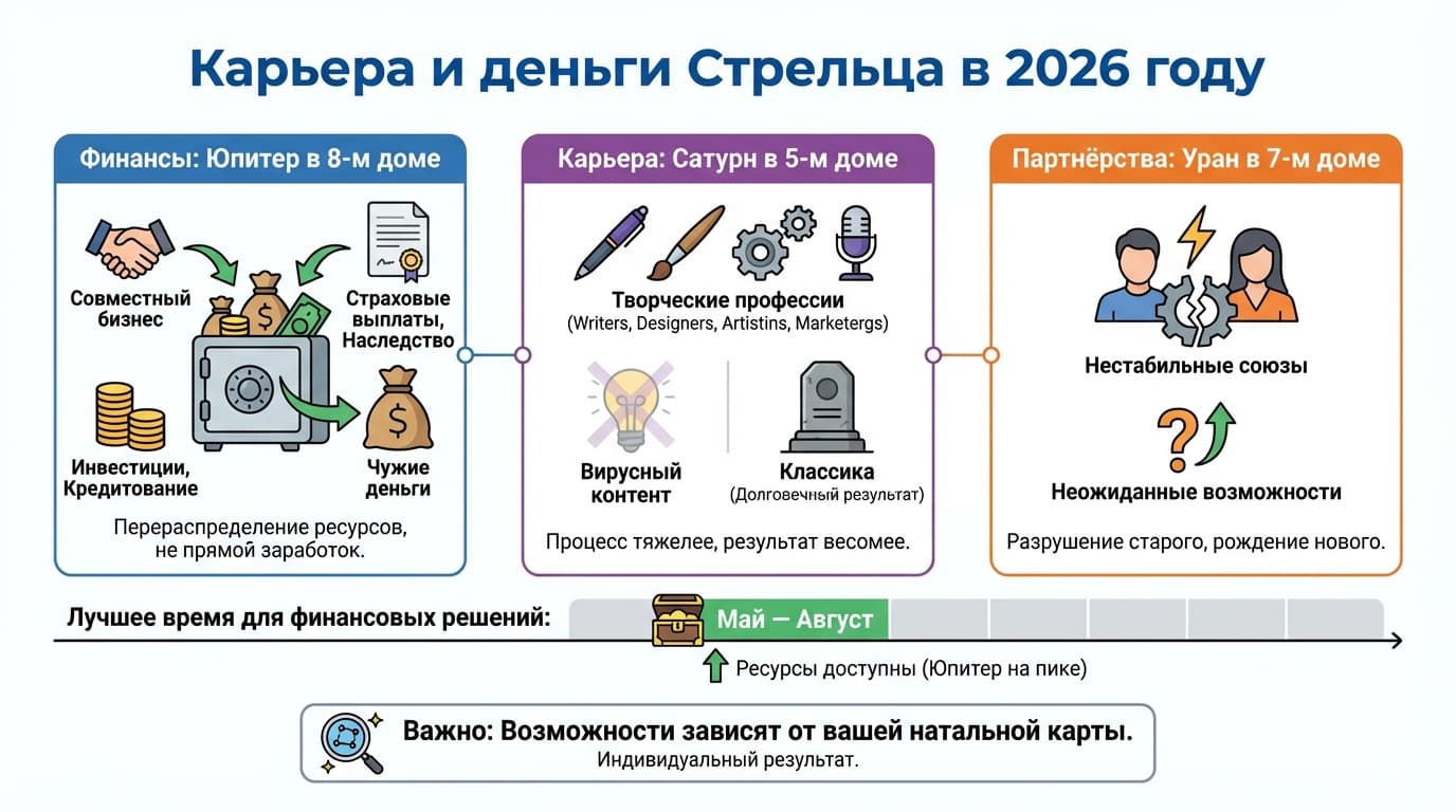 Карьера и деньги Стрельца в 2026 году