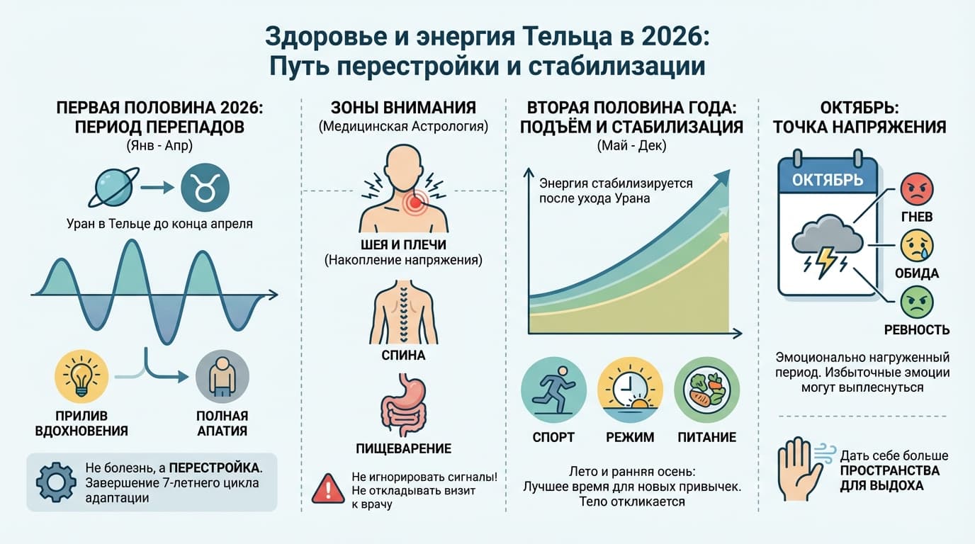 Здоровье и энергия Тельца в 2026