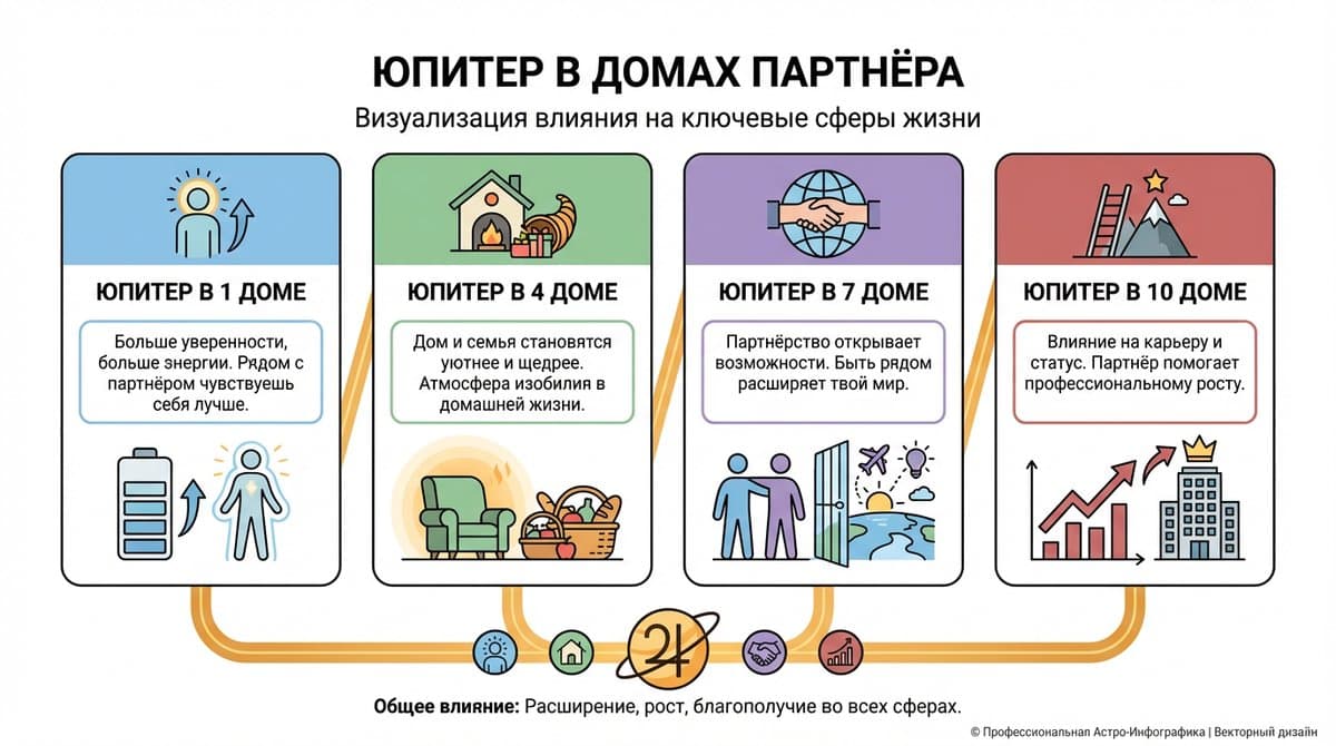 Юпитер на Асценденте и Десценденте партнёра