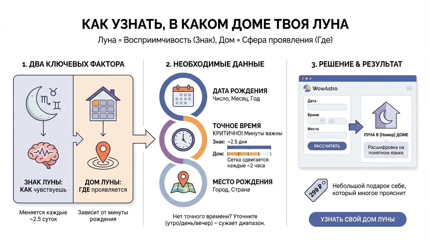 Как узнать, в каком доме ваша Луна