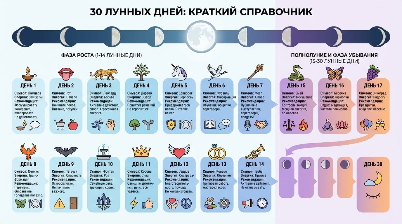 30 лунных дней: краткий справочник