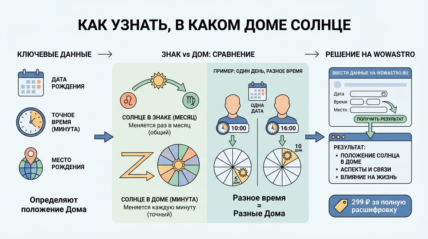 Как узнать, в каком доме Солнце