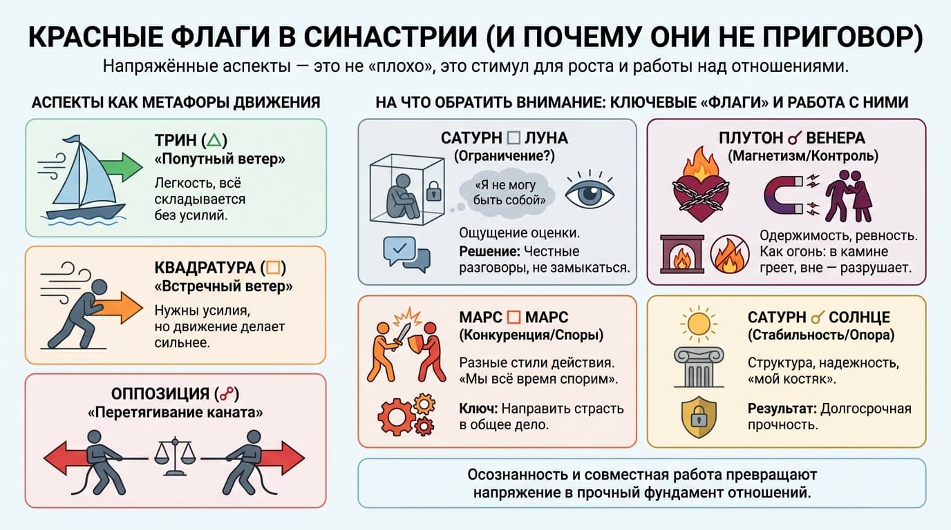 Красные флаги в синастрии (и почему они не приговор)