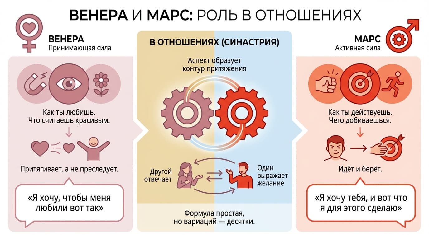 Роли Венеры и Марса в притяжении