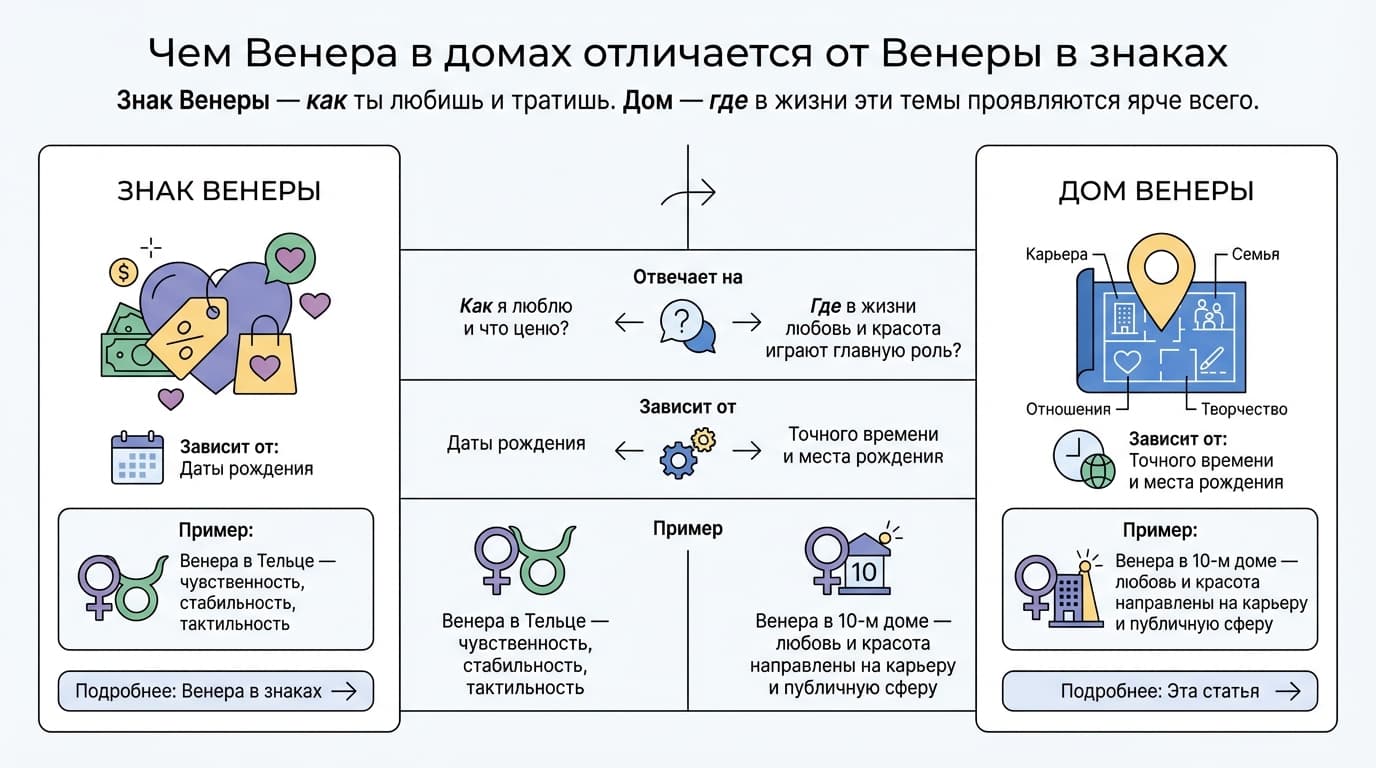 Чем Венера в домах отличается от Венеры в знаках