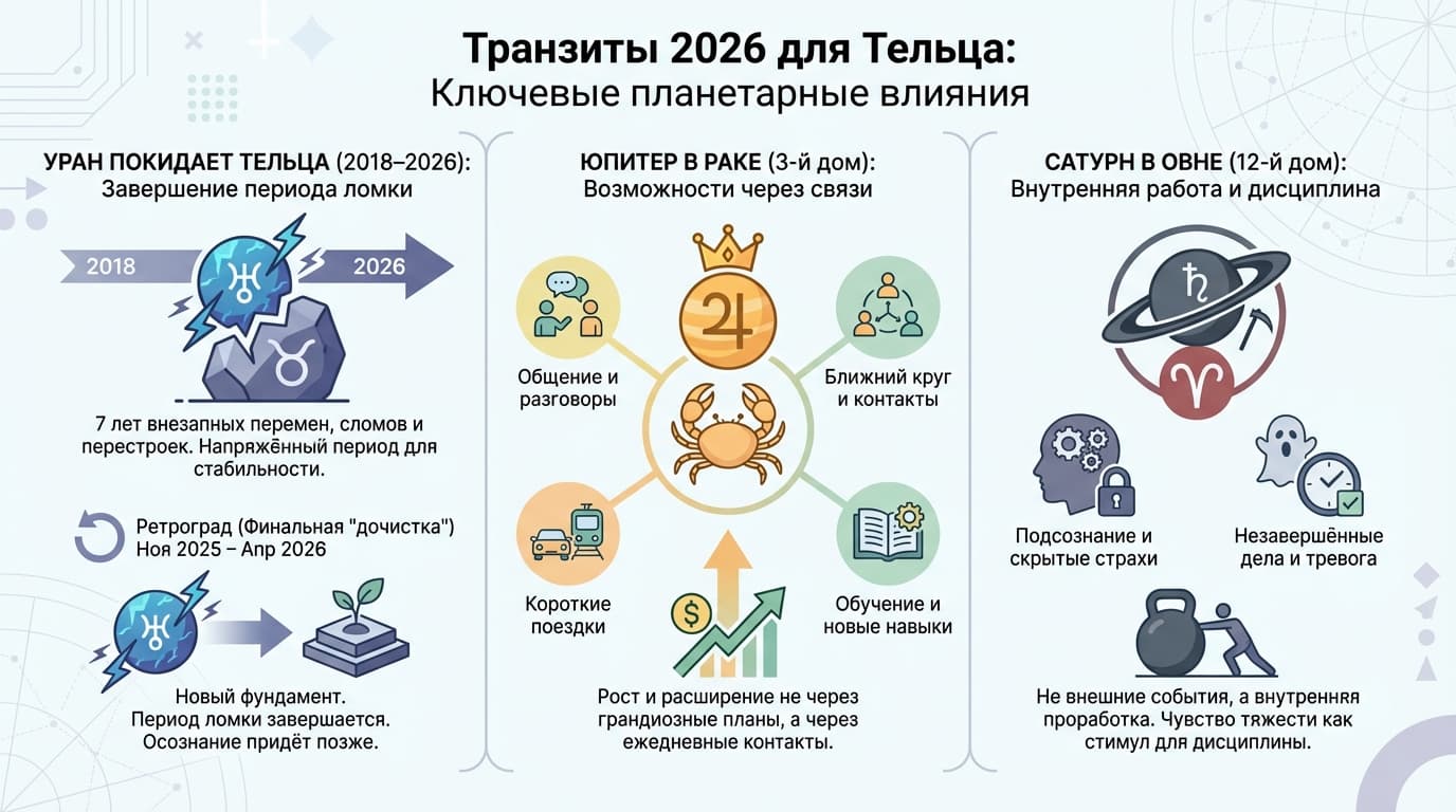Что происходит на небе — транзиты 2026 для Тельца