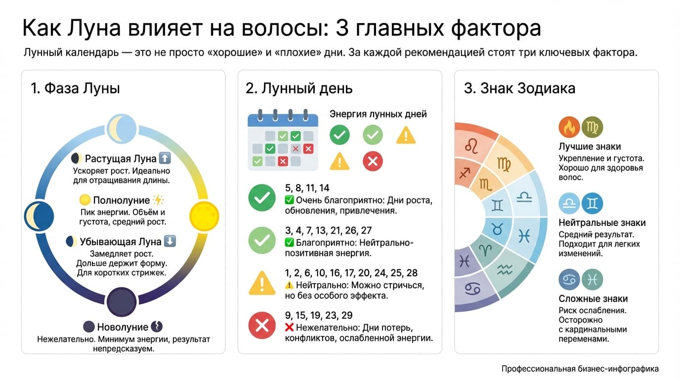 Как Луна влияет на волосы: 3 главных фактора